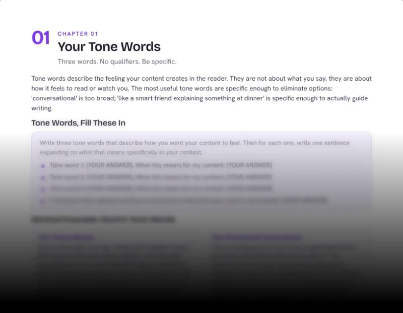 Top of page 4 of Brand Voice Builder, from the AI Content Creator Kit