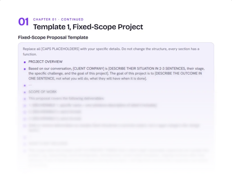 Top of page 5 of Proposal + Pitch Templates, from the Freelancer ClientFlow Kit