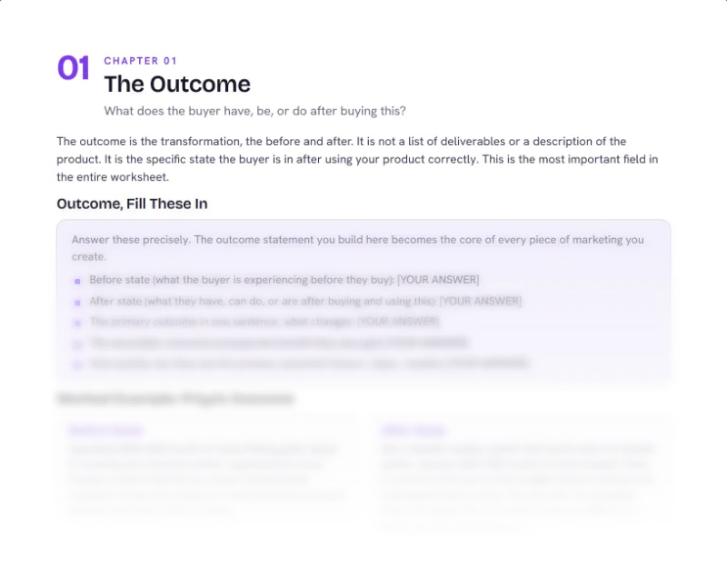 Top of page 4 of Offer Builder Worksheet, from the Self-Starter Launch Kit